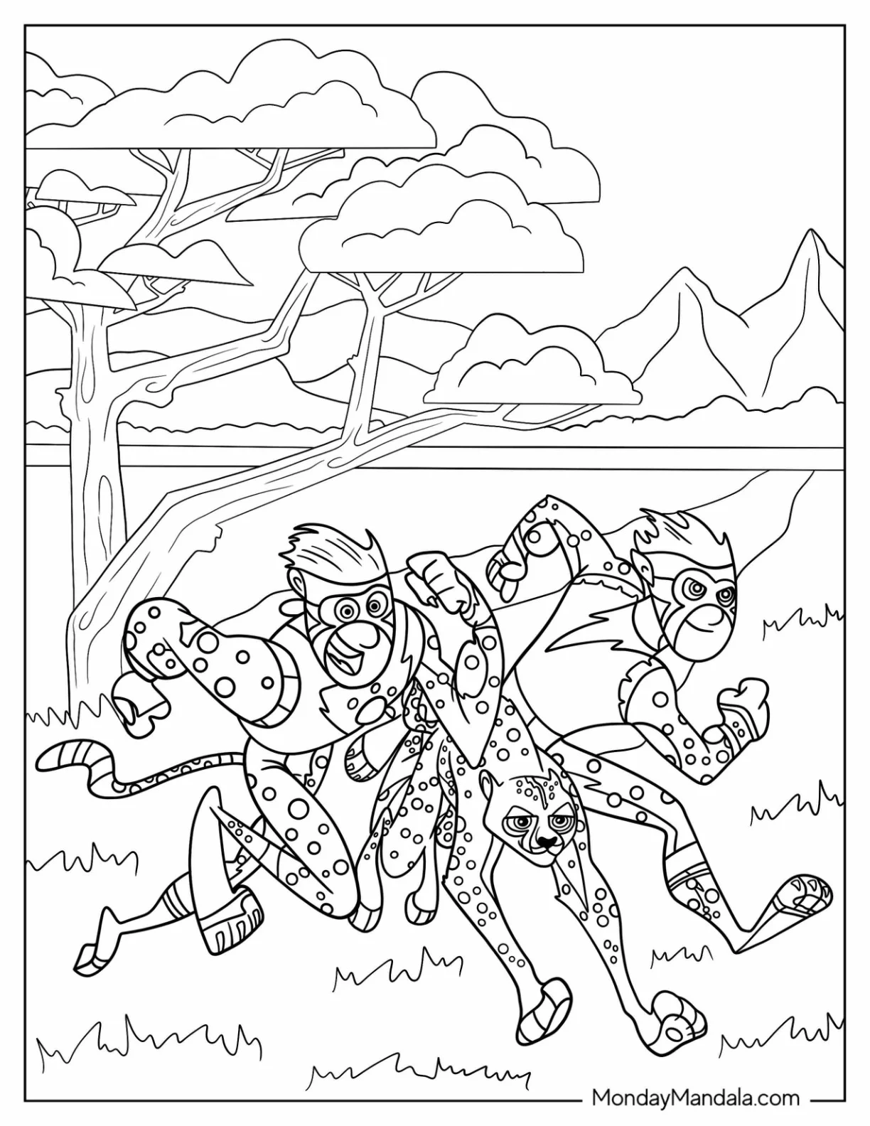 Wild Kratts Coloring Page Of Wild Kratts Running In The Forest coloring page