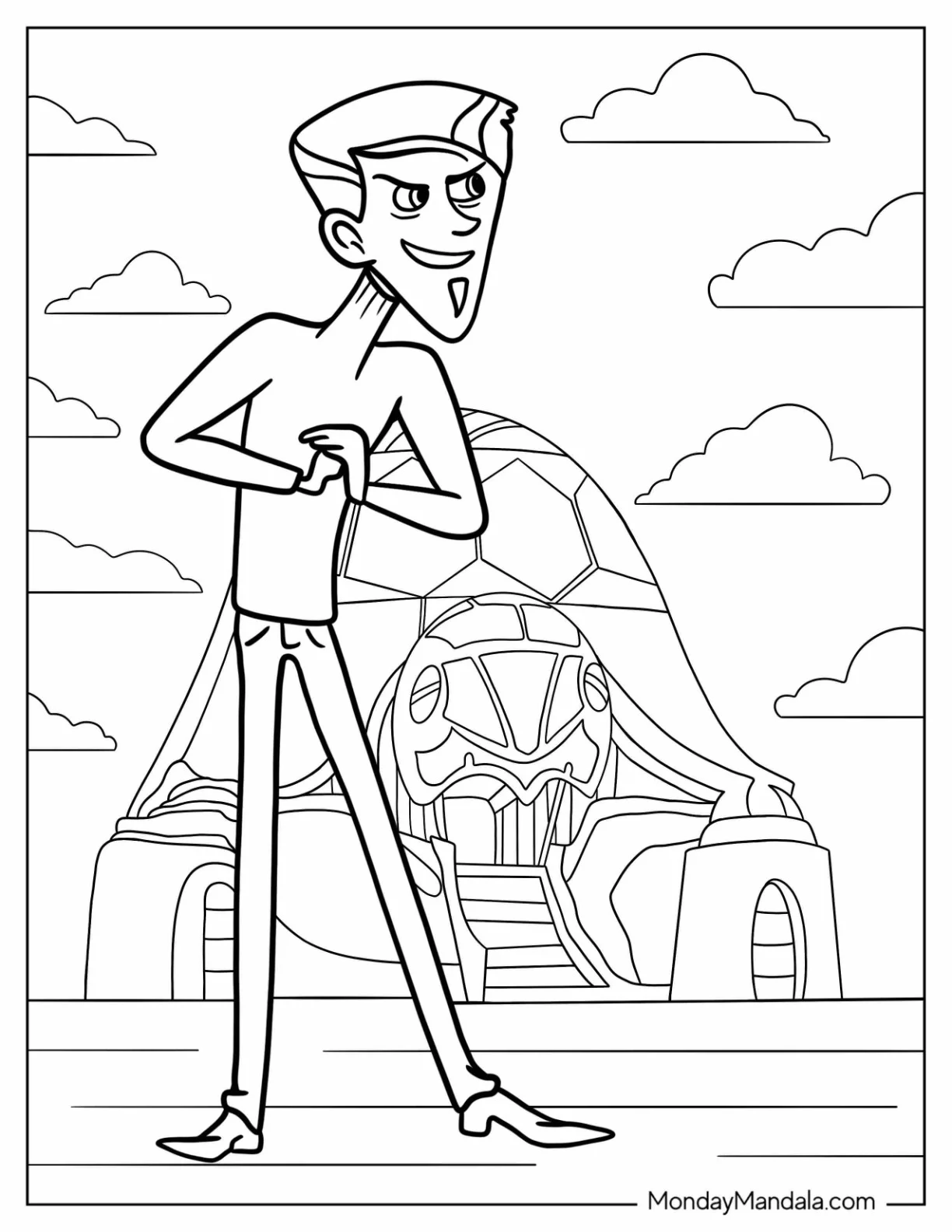 Wild Kratts Coloring Page Of Zachary Varmitech Smirking coloring page