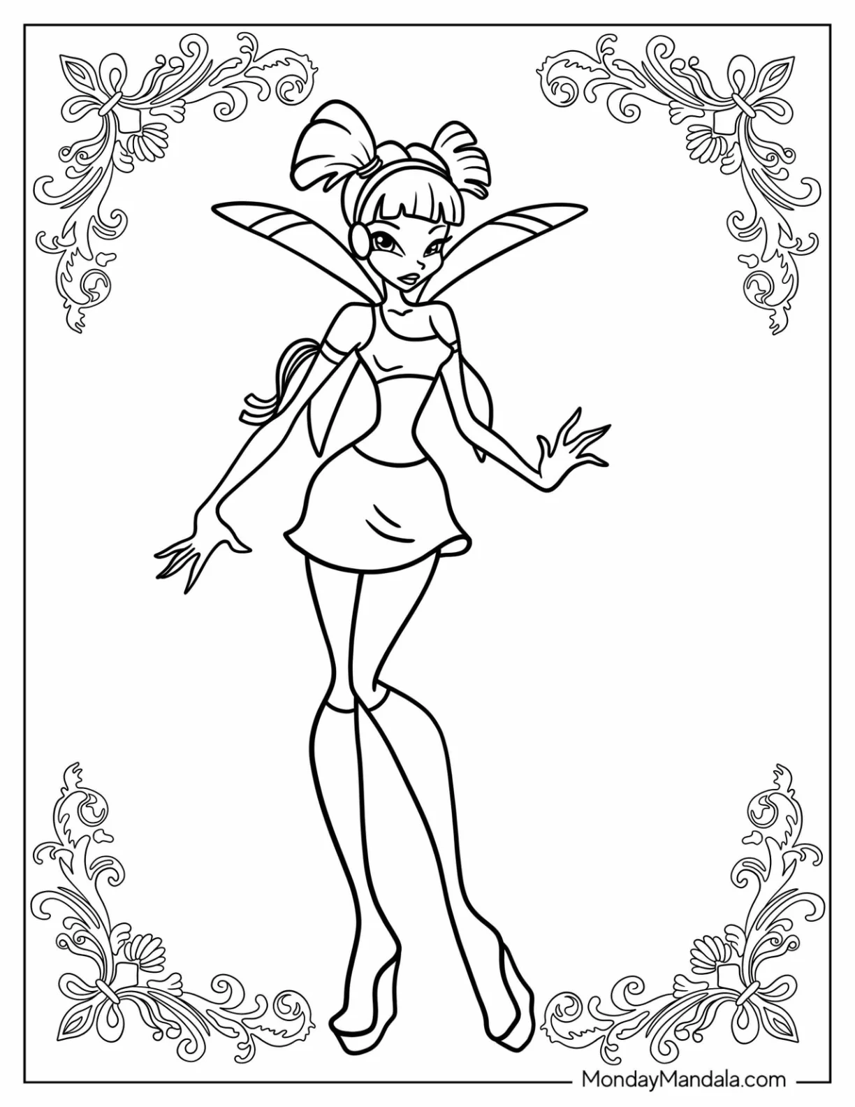 Easy Winx Coloring Page Musa Outline For Kids coloring page
