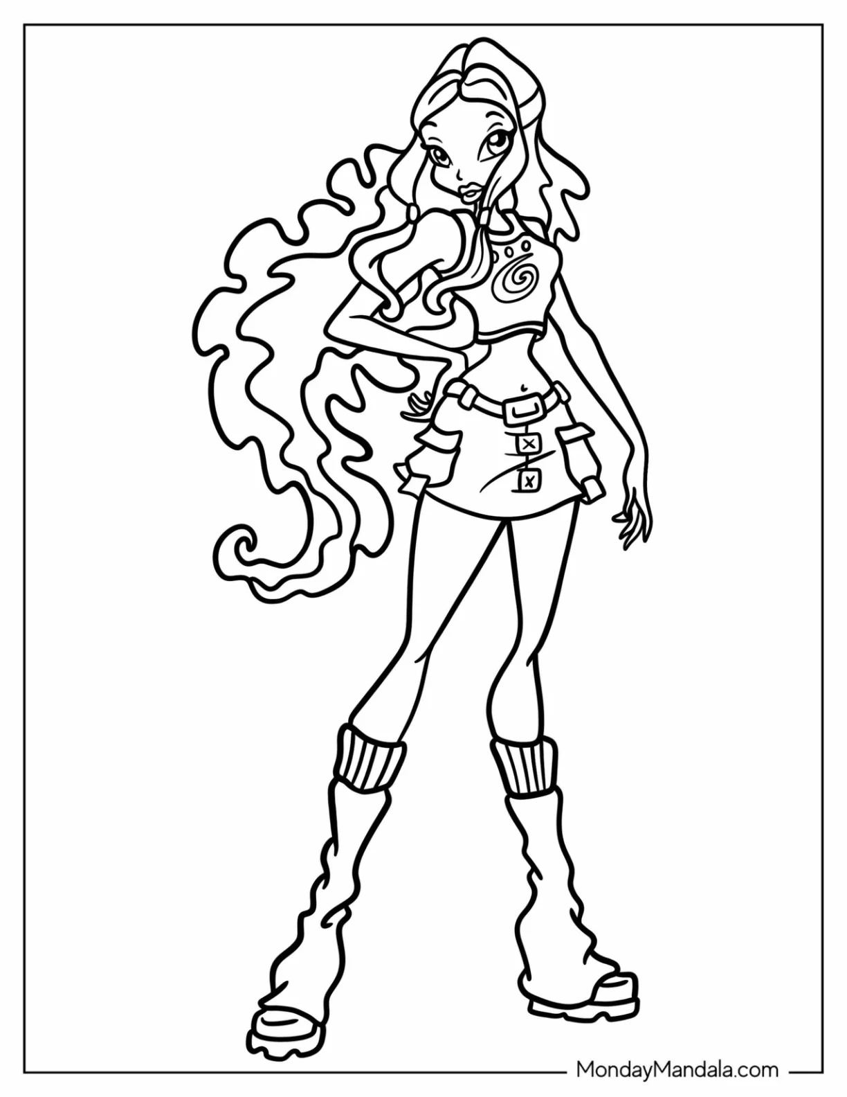 Simple Winx Coloring Page Aisha coloring page — printable line art