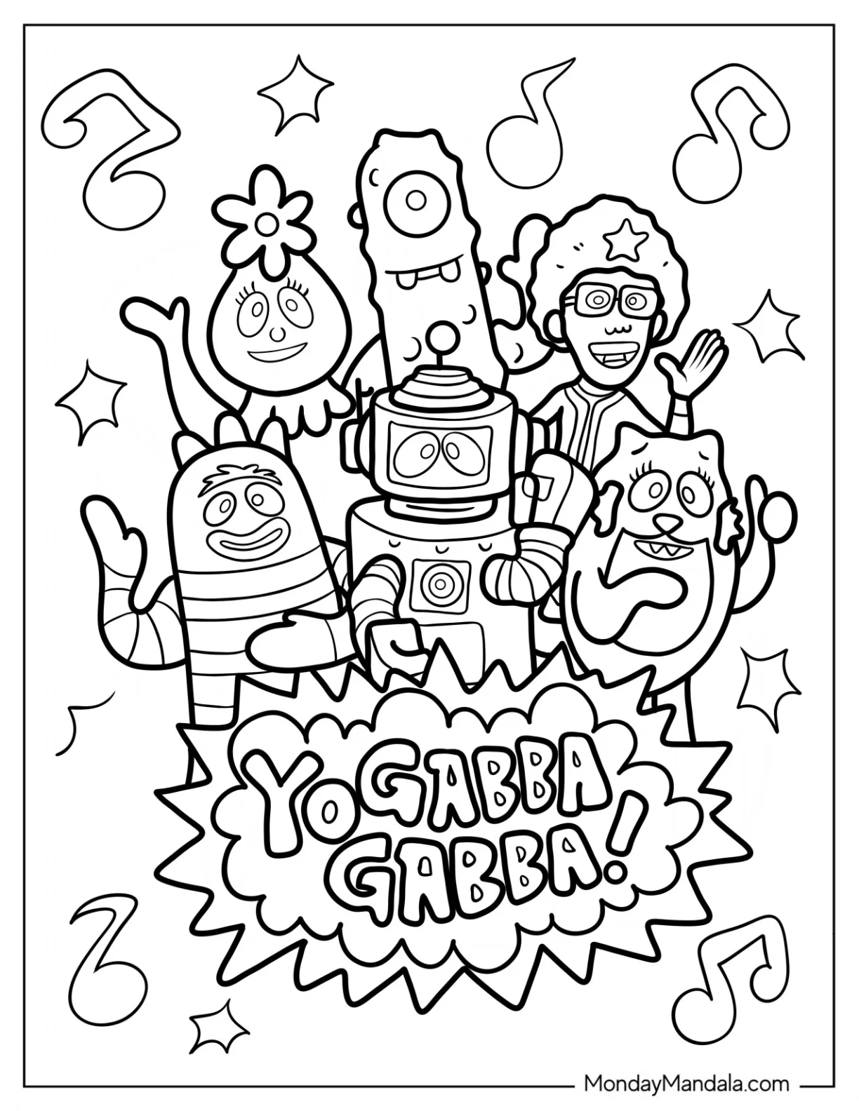 Yo Gabba Gabba Coloring Page Cute Yo Gabba Gabba Poster coloring page