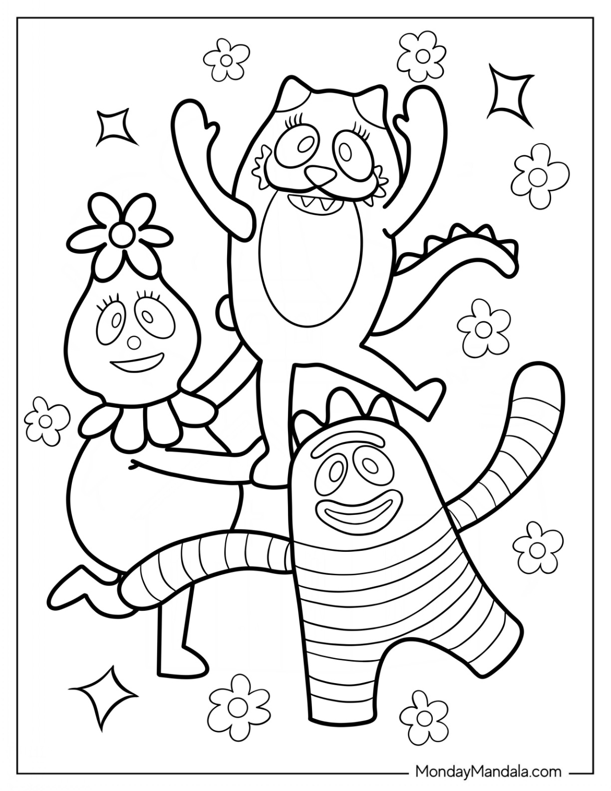 Yo Gabba Gabba Coloring Page Foofa, Toodee, And Brobee coloring page