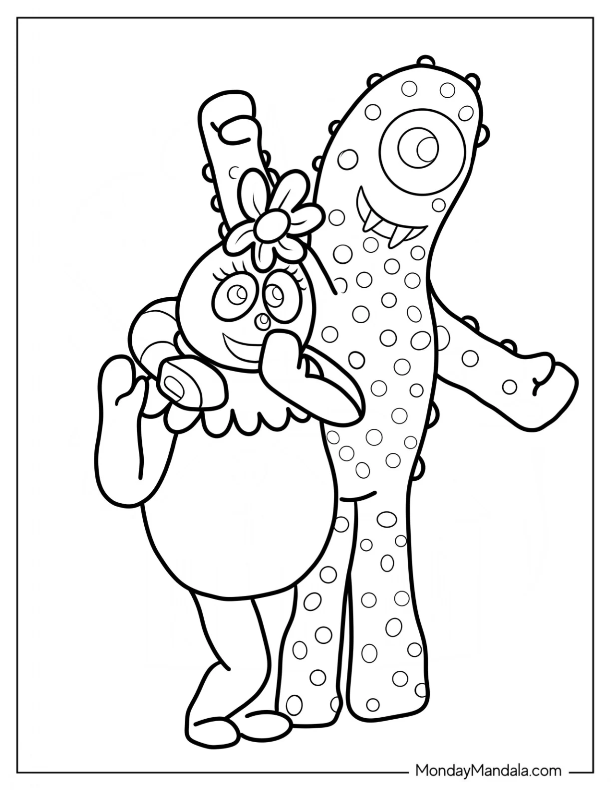 Yo Gabba Gabba Coloring Page Simple Foofa And Muno For Kids coloring page