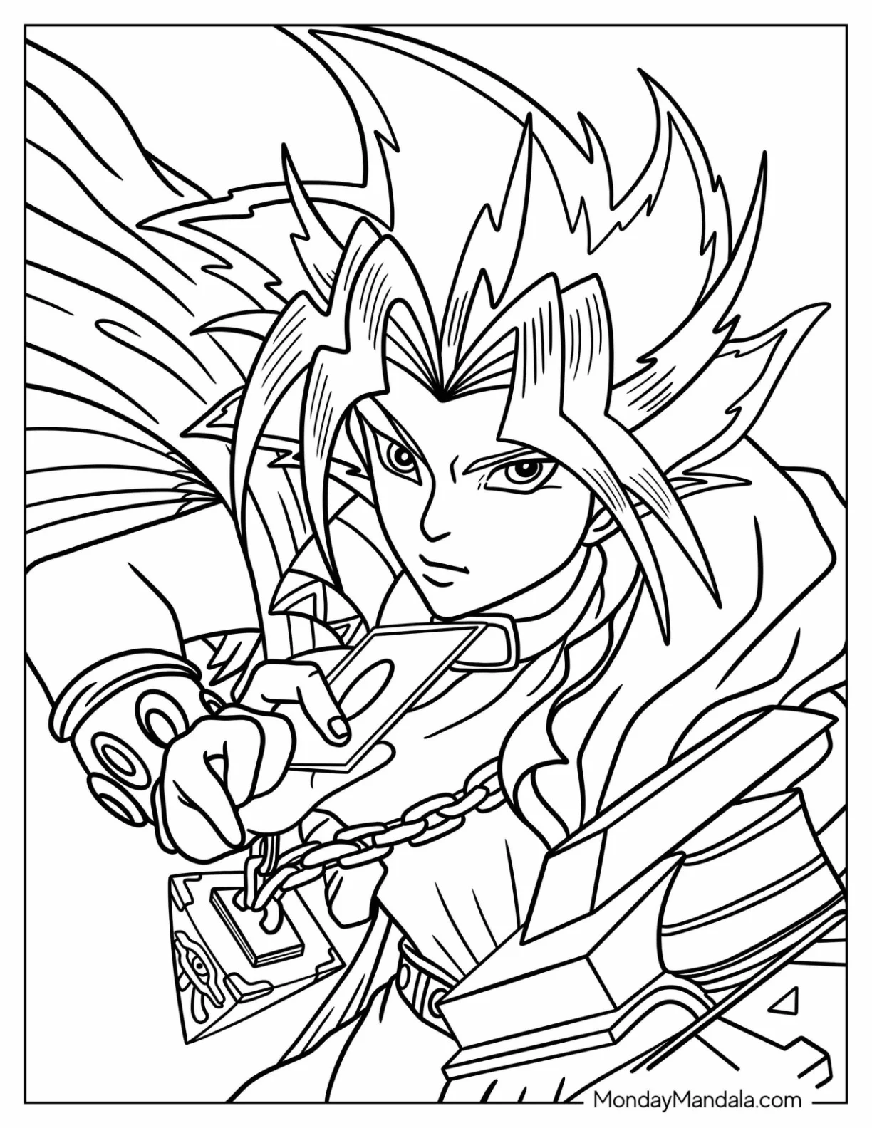 Yu Gi Oh Coloring Page Of Adult Yugi Mutou coloring page — printable line art