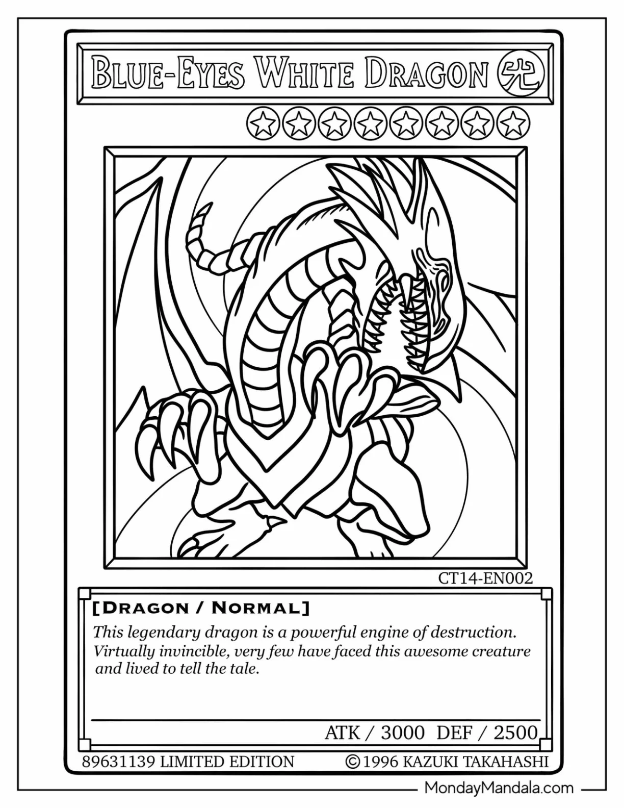 Yu Gi Oh Coloring Page Of Blue Eyes White Dragon Card coloring page