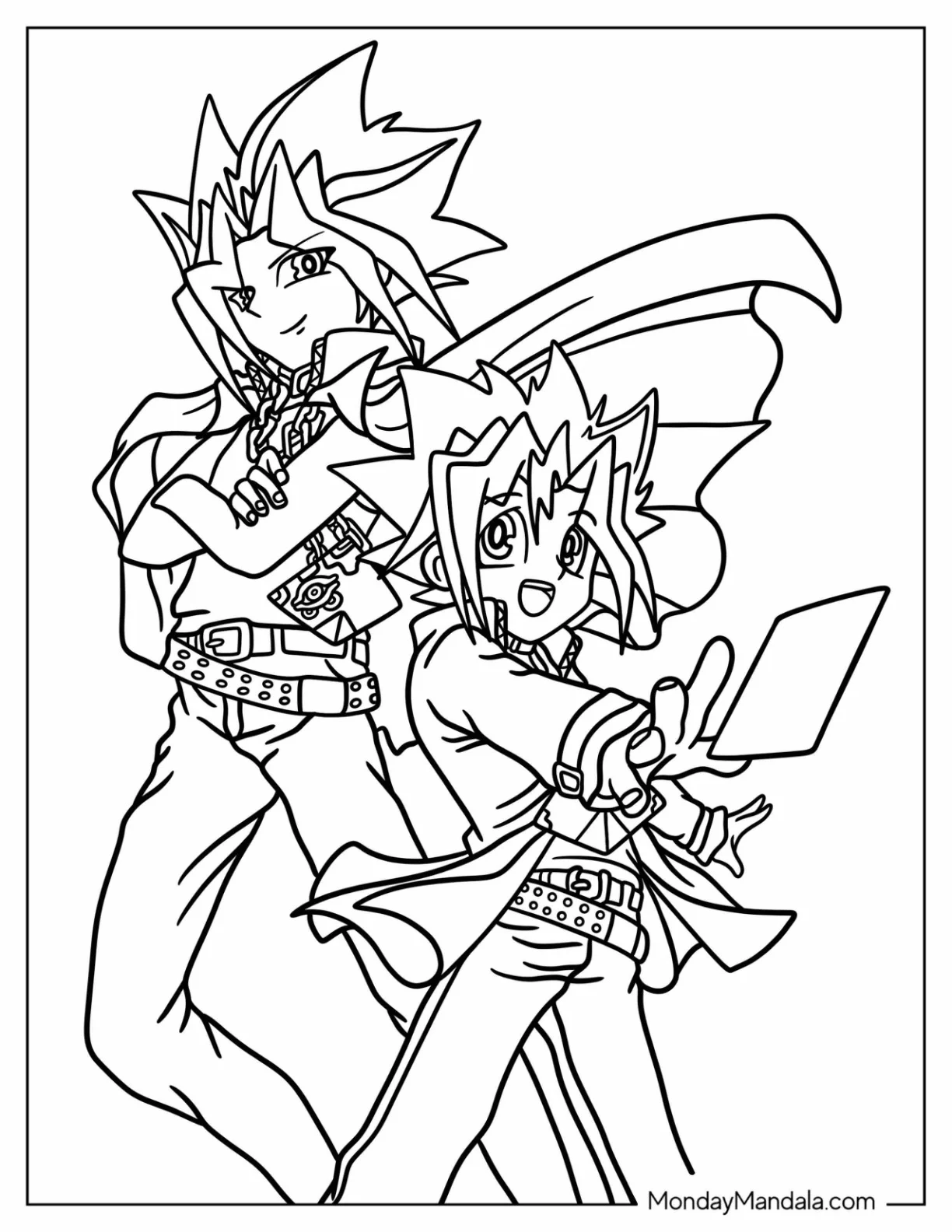 Yu Gi Oh Coloring Page Of Young And Old Yugi Mutou Back To Back coloring page