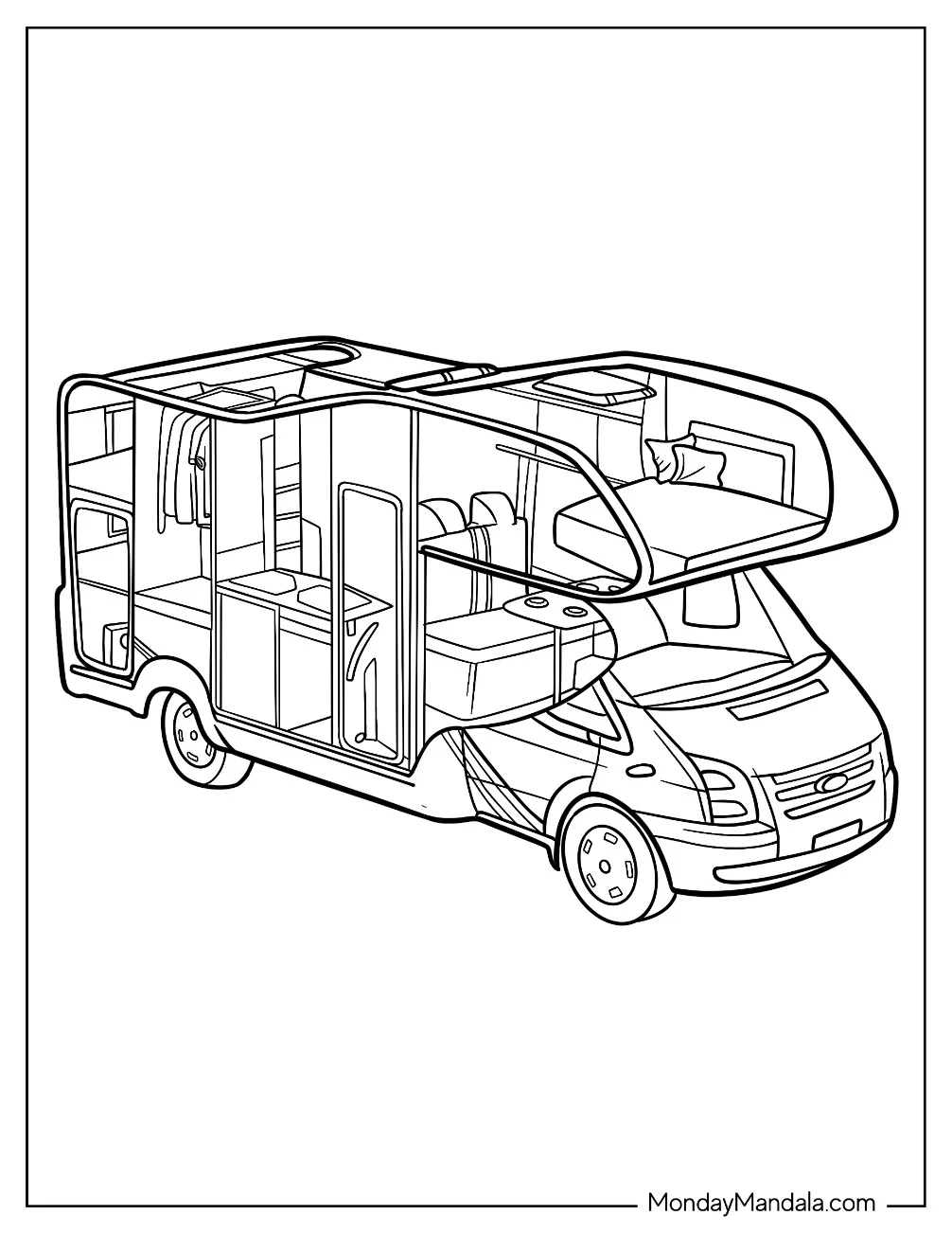 Camper & RV Coloring Page Interior coloring page