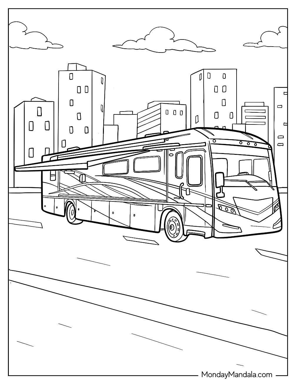 Detailed Winnebago FORZA Camper & RV Coloring Page coloring page