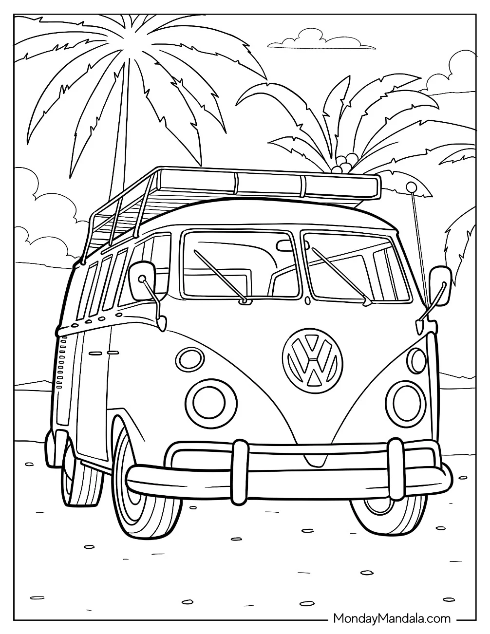 Easy Volkswagen Camper & RV Coloring Page coloring page