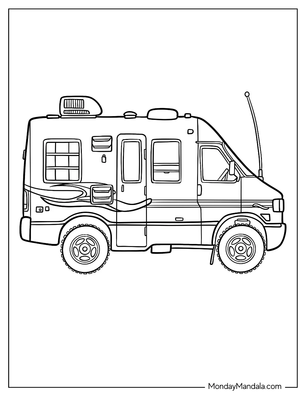 Mini Camper & RV Coloring Page For Kids coloring page