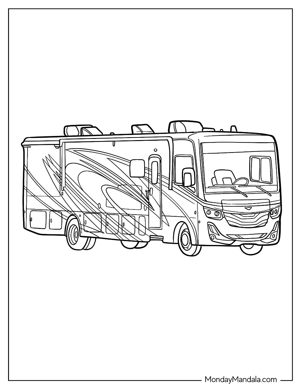 Realistic Fleetwood Camper & RV Coloring Page coloring page
