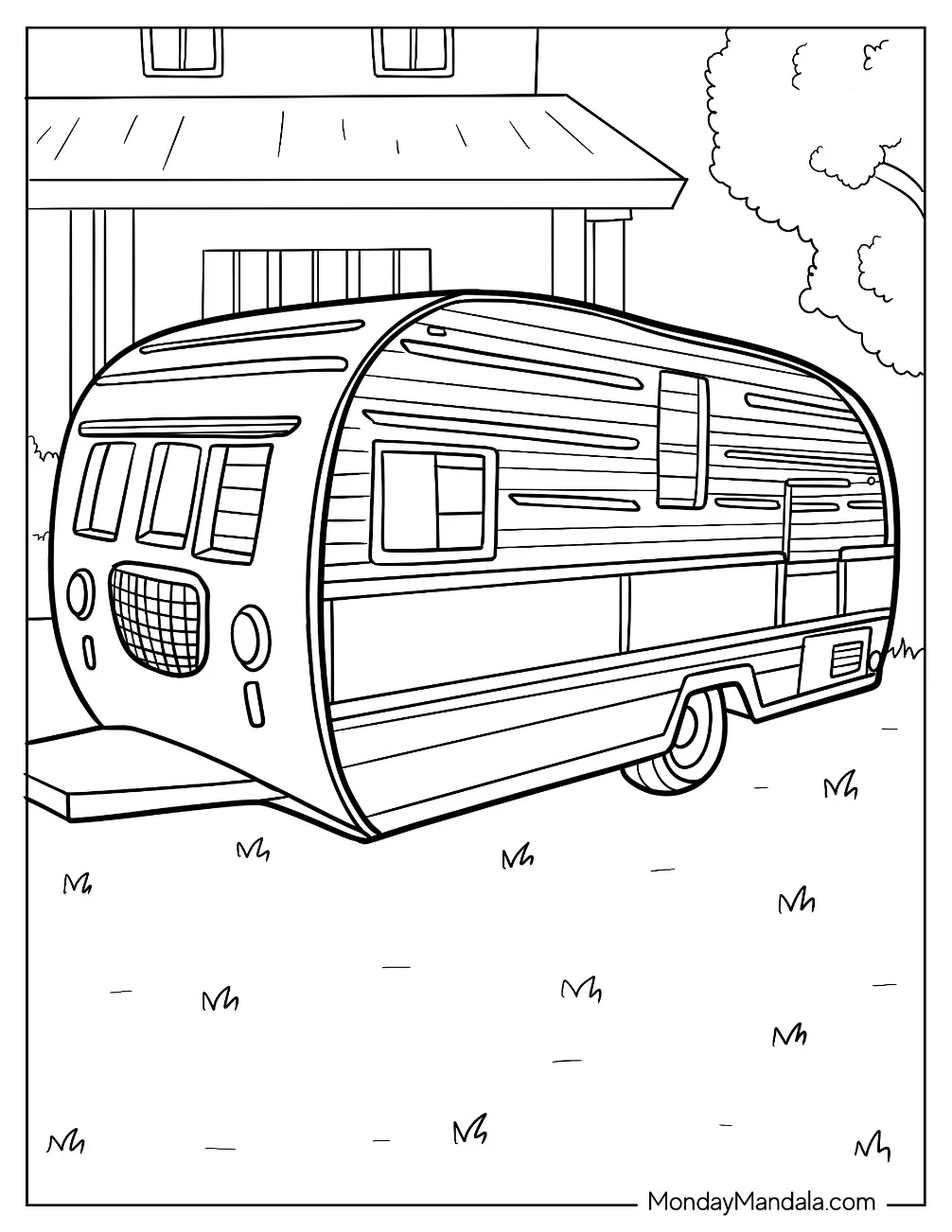 Vintage Camper & RV Coloring Page coloring page