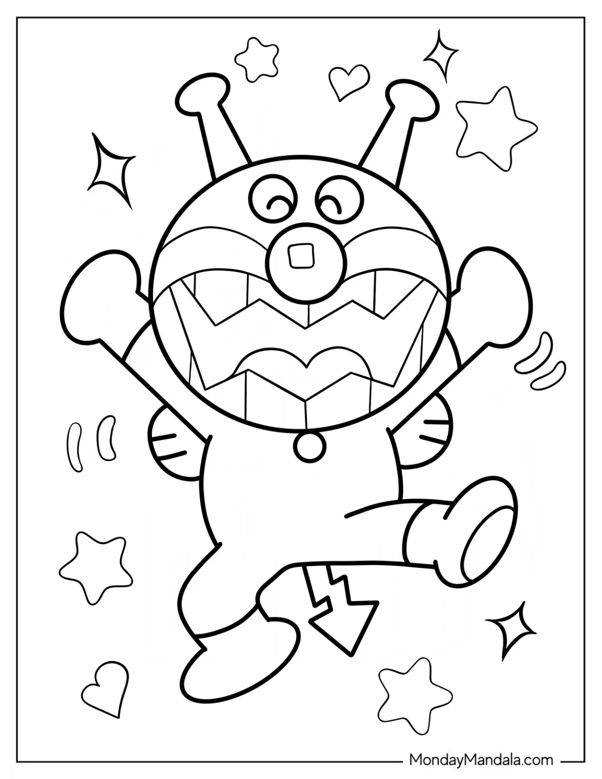 Anpanman Coloring Page Of Baikinman For Kids coloring page