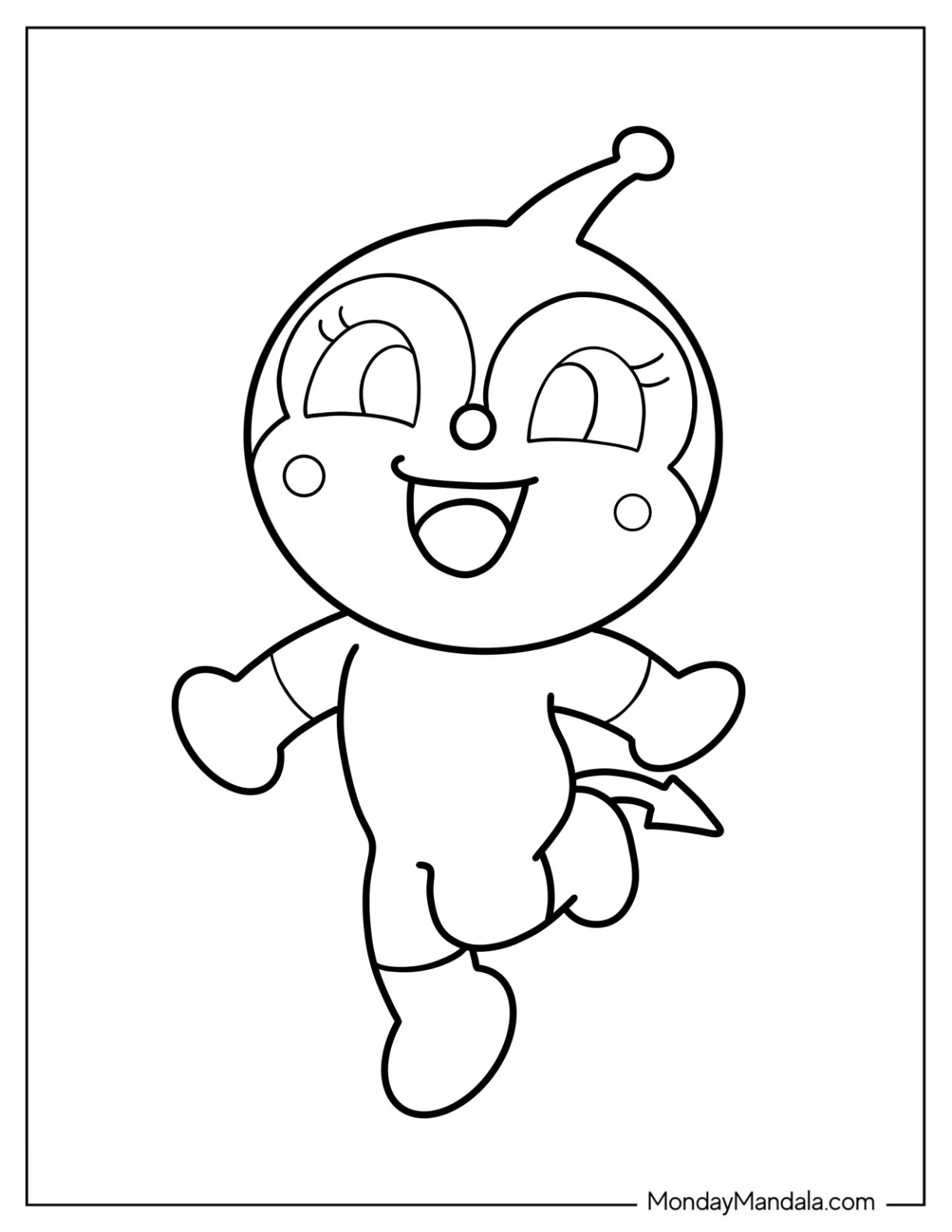 Anpanman Coloring Page Of Simple Dokinchan For Preschoolers coloring page — printable line art