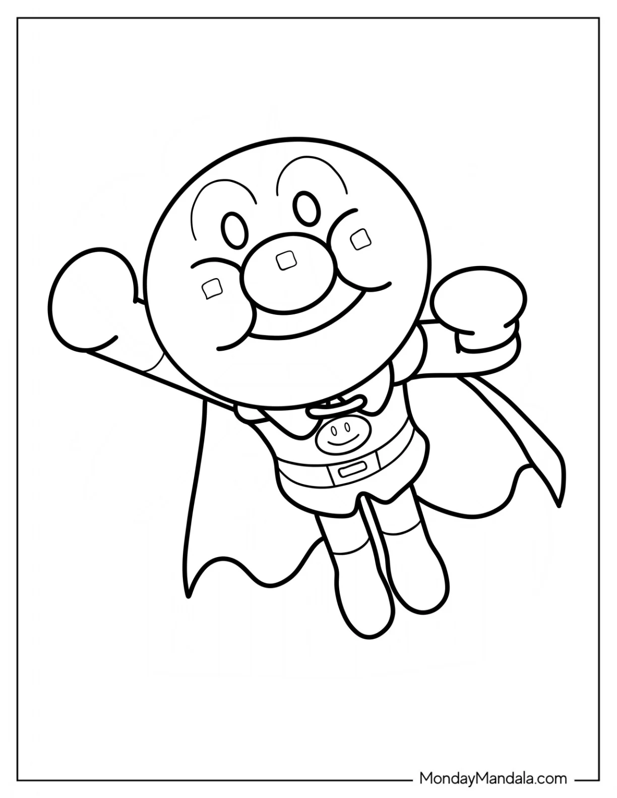 Easy Anpanman Coloring Page Flying For Preschoolers coloring page