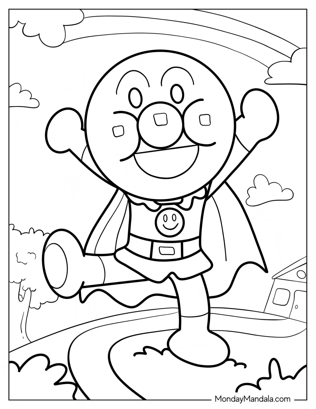 Happy Anpanman Coloring Page For Kids coloring page