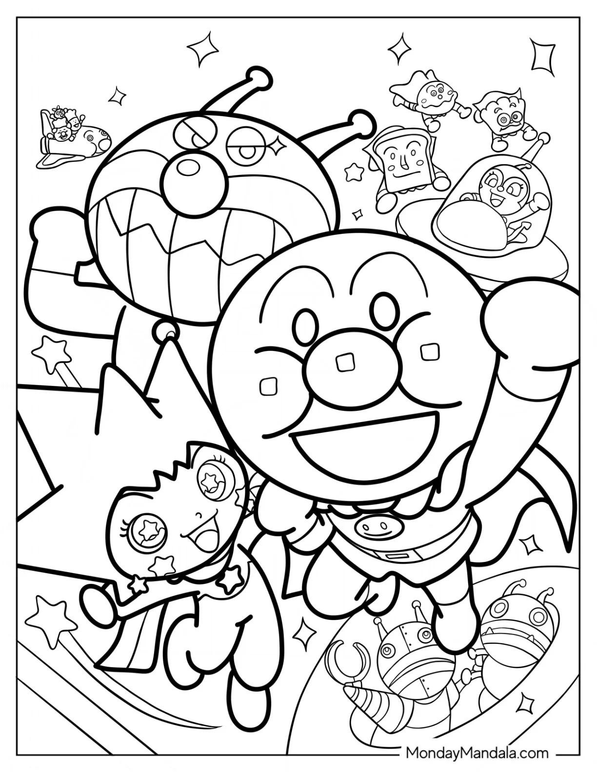 Kurun, Anpanman Coloring Page, And Baikinman For Kids coloring page