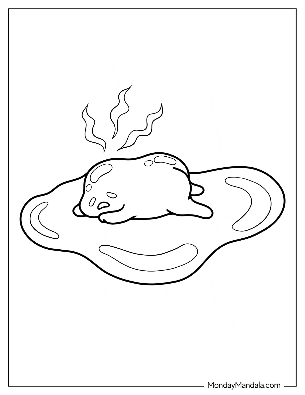 Gudetama Coloring Page Lying Inside Egg White For Kids coloring page