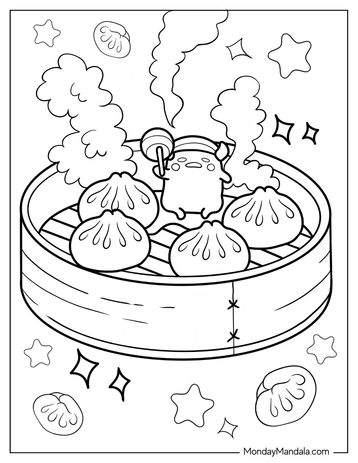 Gudetama Coloring Page Of Steaming Buns coloring page