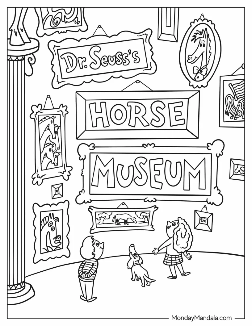 Dr. Seuss Coloring Page Of Detailed Dr. Seuss's Horse Museum coloring page