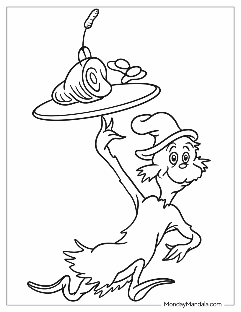 Dr. Seuss Coloring Page Of Easy Green Eggs With Ham Dr. Seuss For Kids coloring page