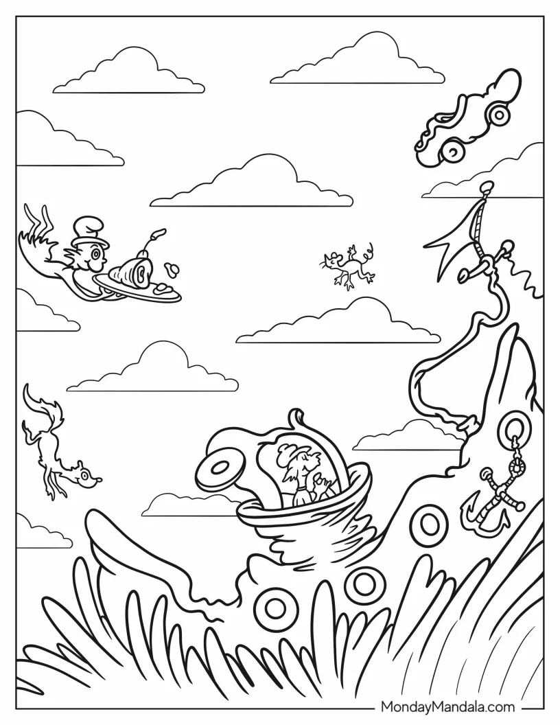 Dr. Seuss Coloring Page Of Sam-I-Am And Guy-I Am At Sea coloring page