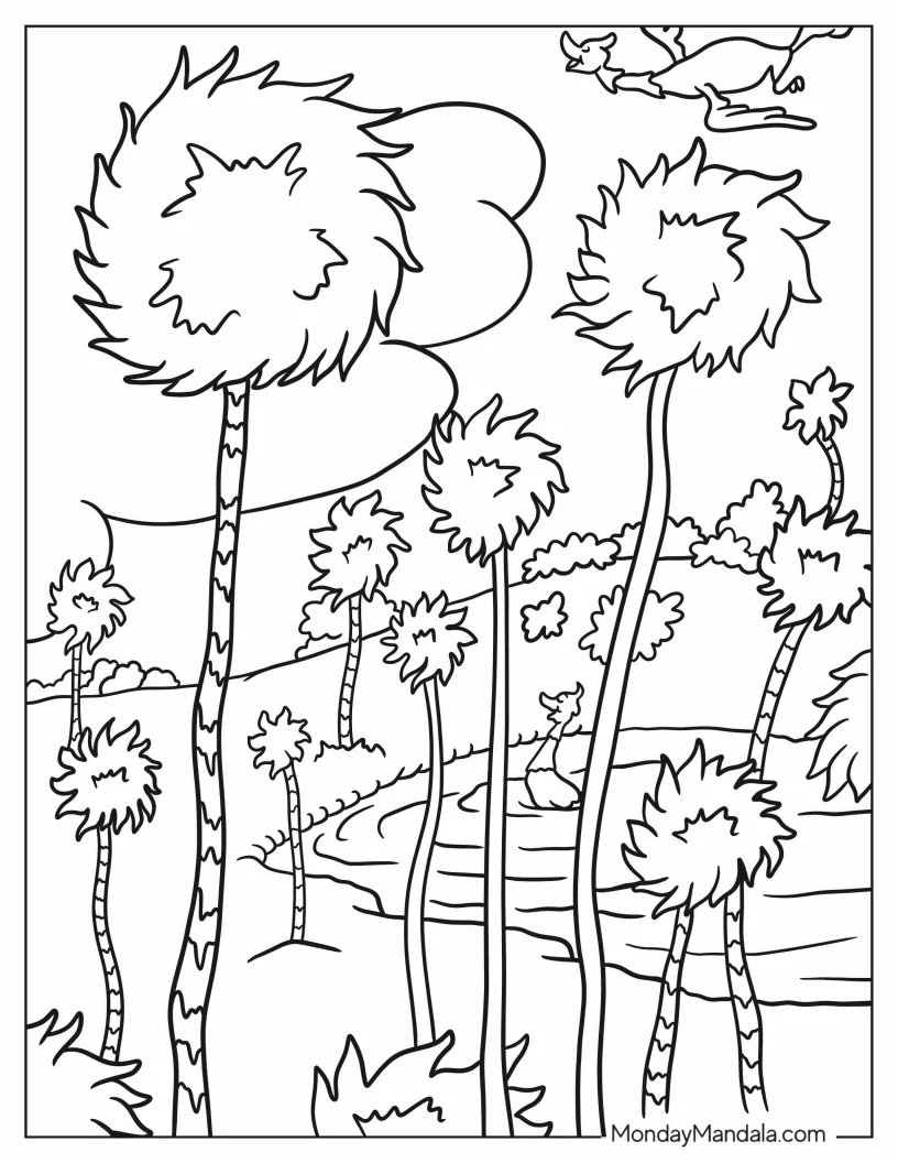 Dr. Seuss Coloring Page Of Truffula Trees coloring page