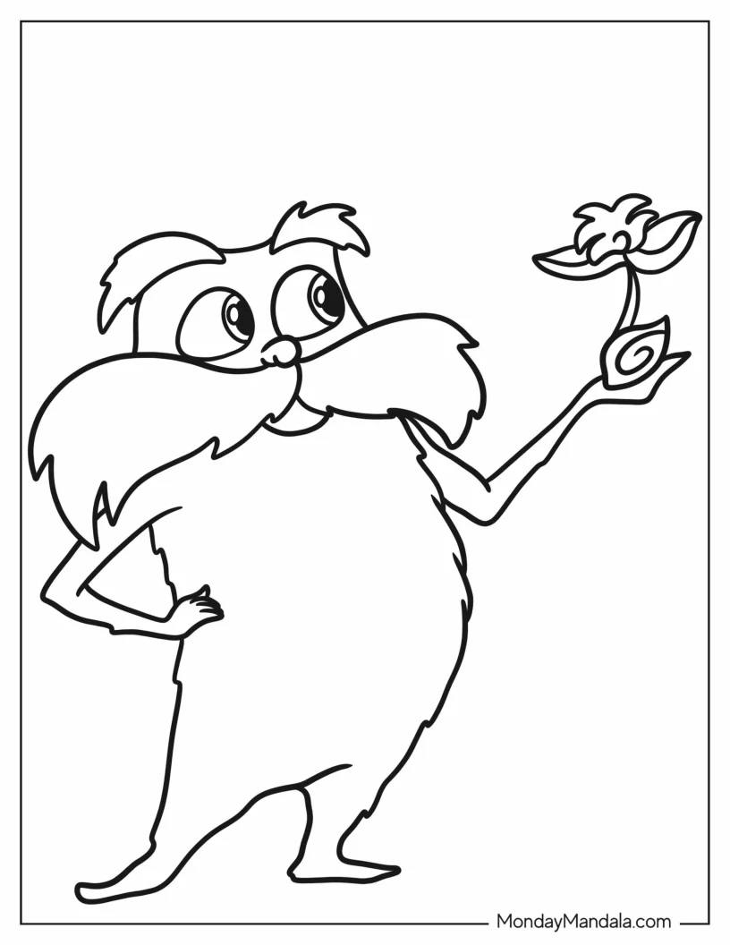 Simple Dr. Seuss Coloring Page Of Lorax With A Seed For Preschoolers coloring page