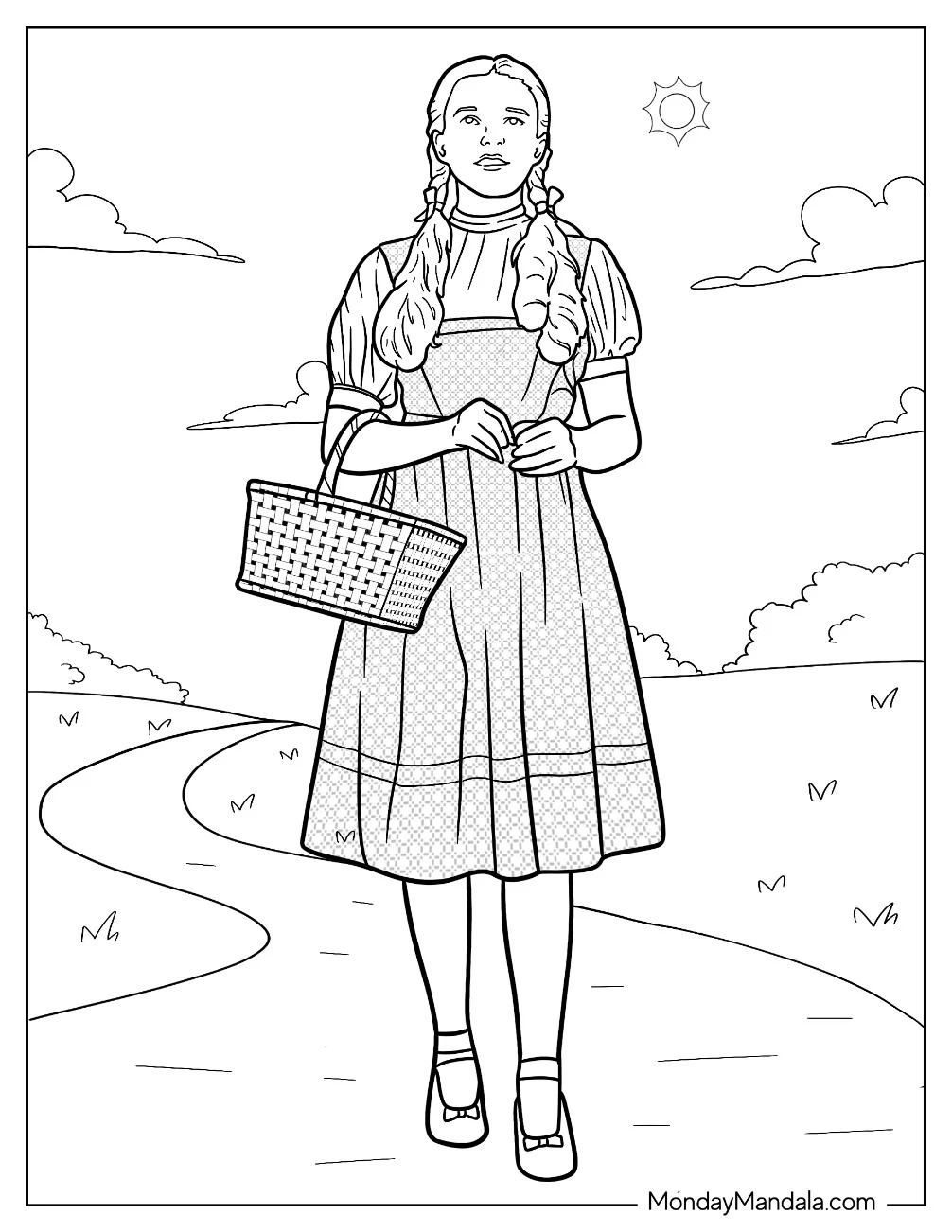 Wizard Of Oz Coloring Page Of  Dorothy Gale In Kansas coloring page