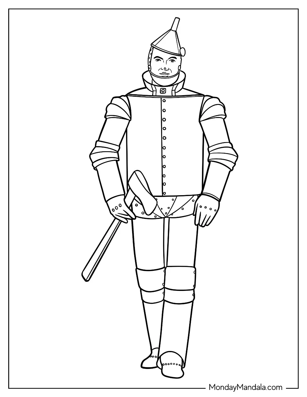Wizard Of Oz Coloring Page Of Easy Tin Man Holding An Axe For Kids coloring page