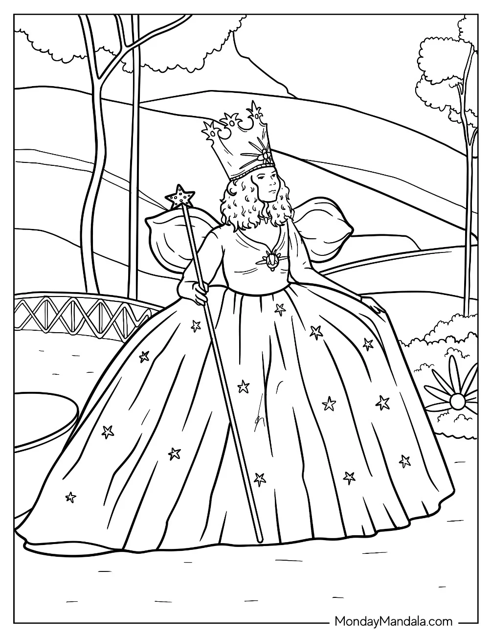 Wizard Of Oz Coloring Page Of Glinda The Good Witch coloring page