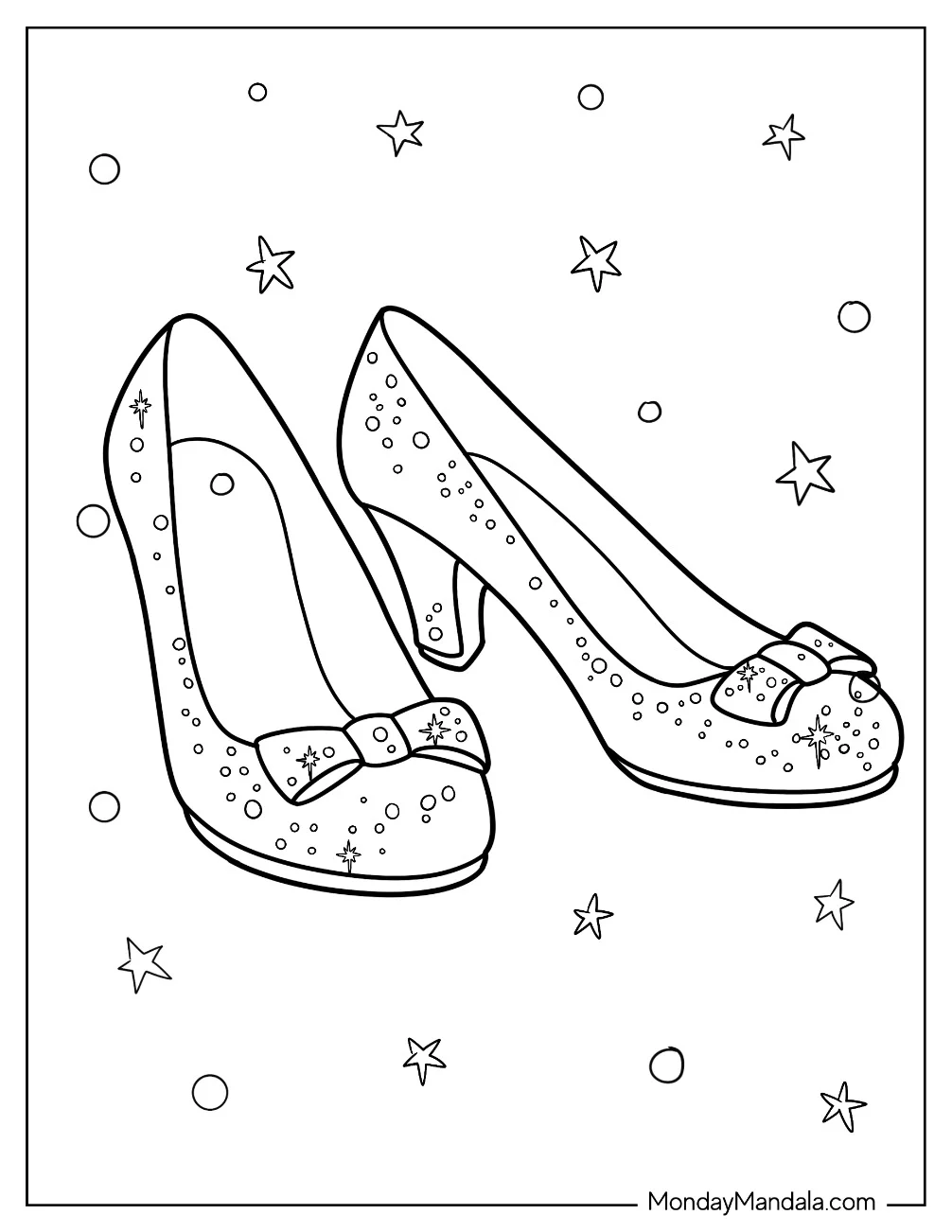 Wizard Of Oz Coloring Page Of Ruby Slippers coloring page