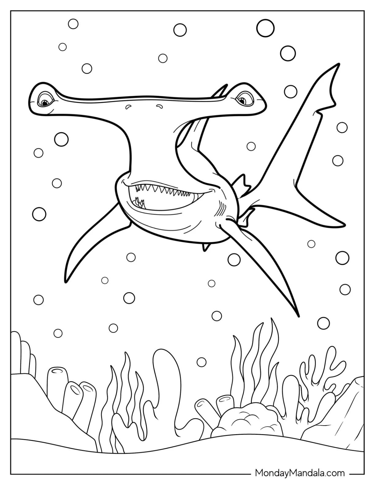 Finding Nemo Great Hammerhead Shark Coloring Page Cartoon coloring page