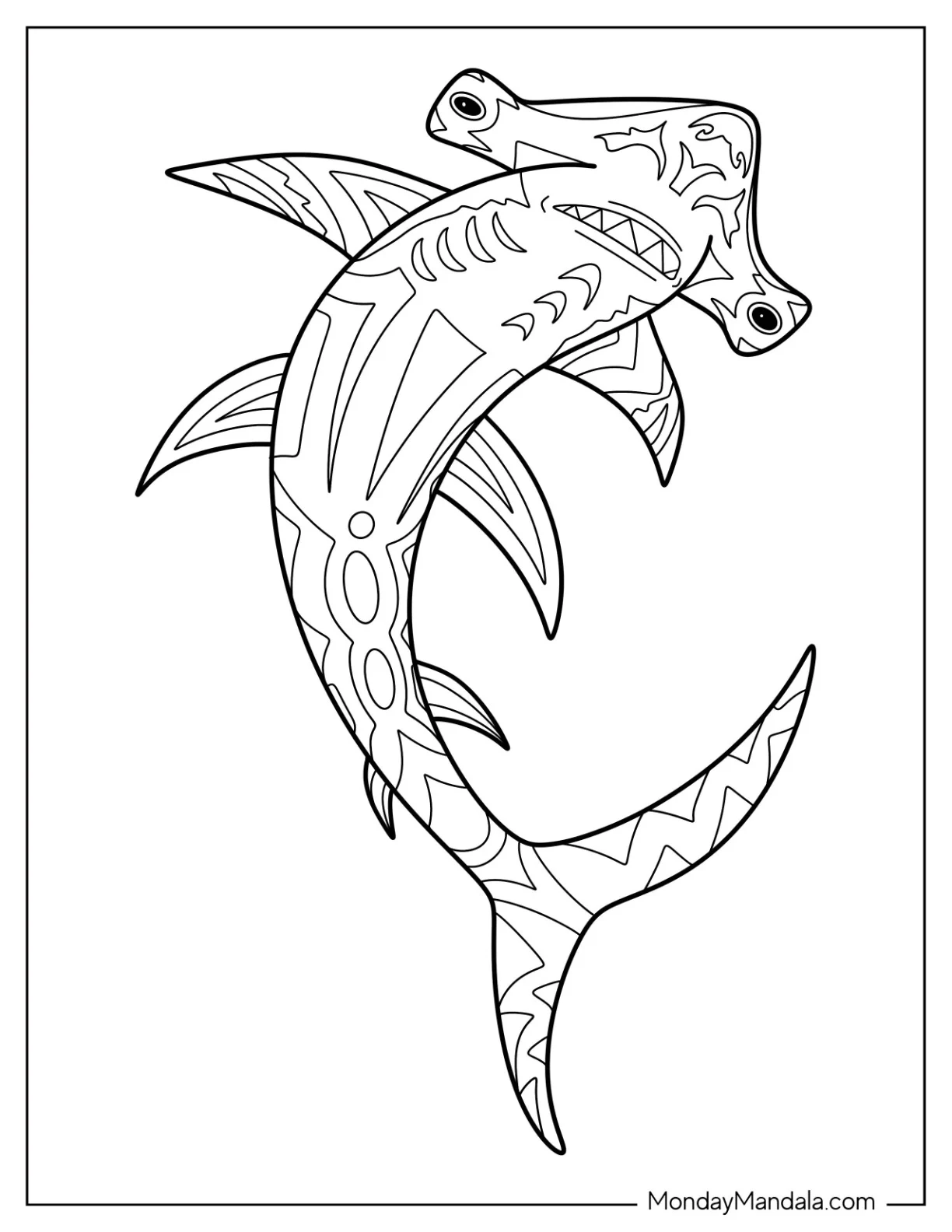 Hammerhead Shark Coloring Page Mandala coloring page