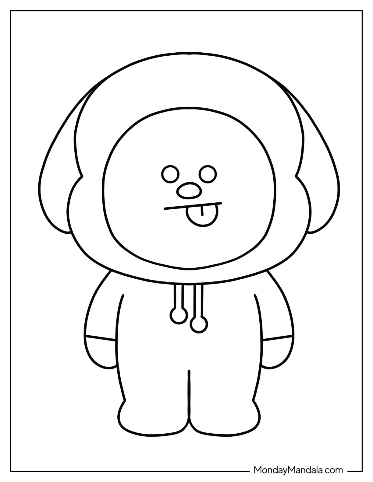 BT21 Coloring Page Of Cute Chimmy With Tongue Out coloring page — printable line art