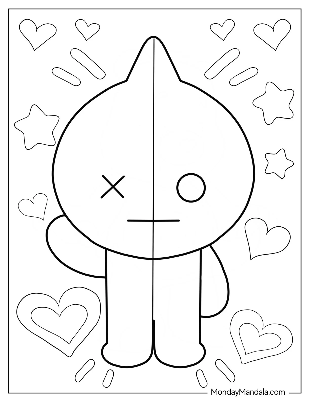 BT21 Coloring Page Of Simple Van Waving For Preschoolers coloring page