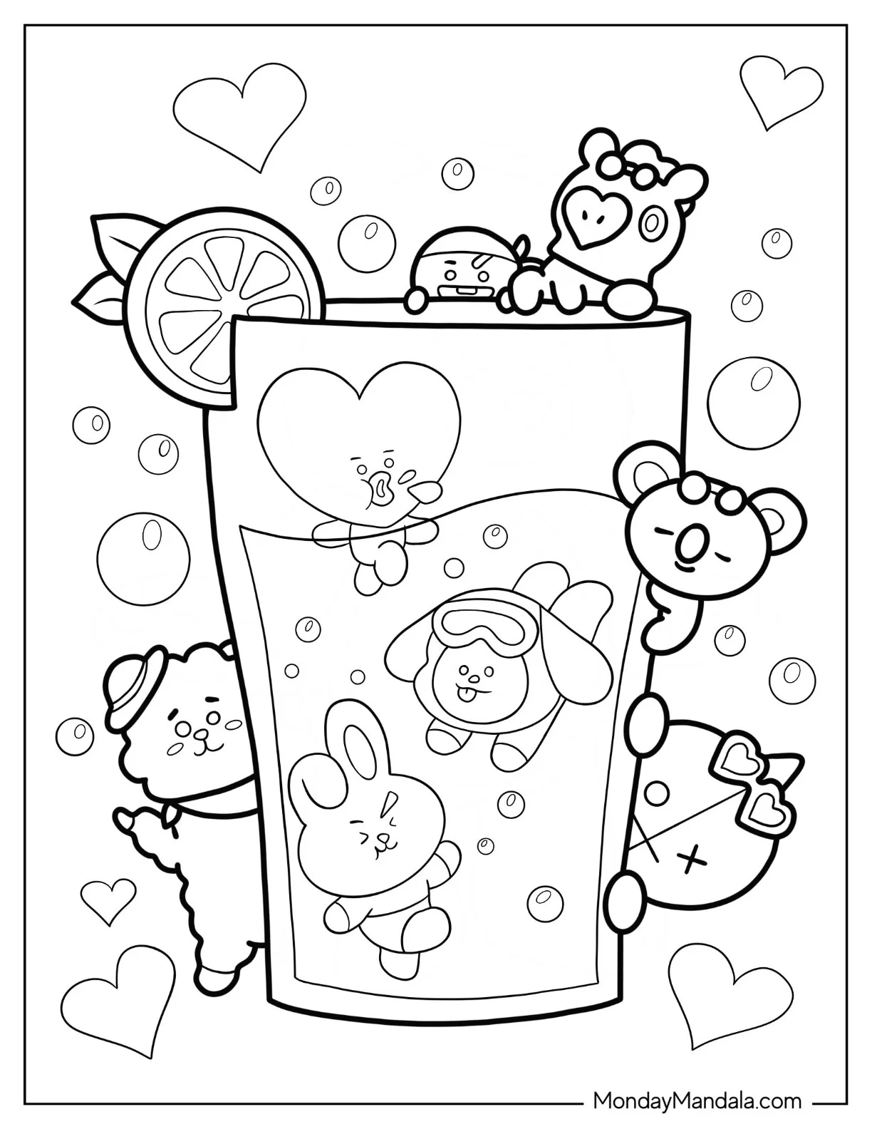 Kawaii BT21 Coloring Page In Iced Tea coloring page