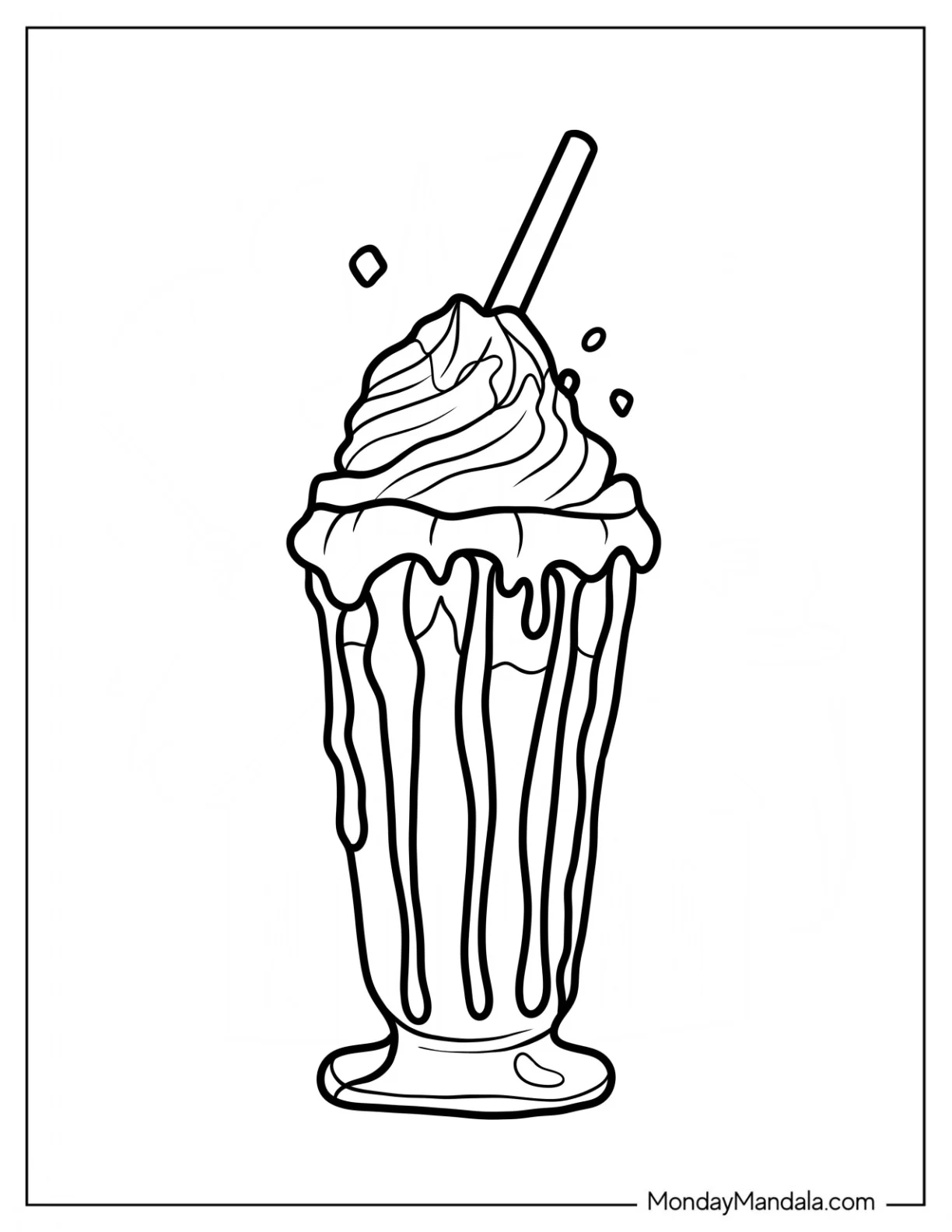 Milkshake Coloring Page With Overflowing Whipped Cream coloring page