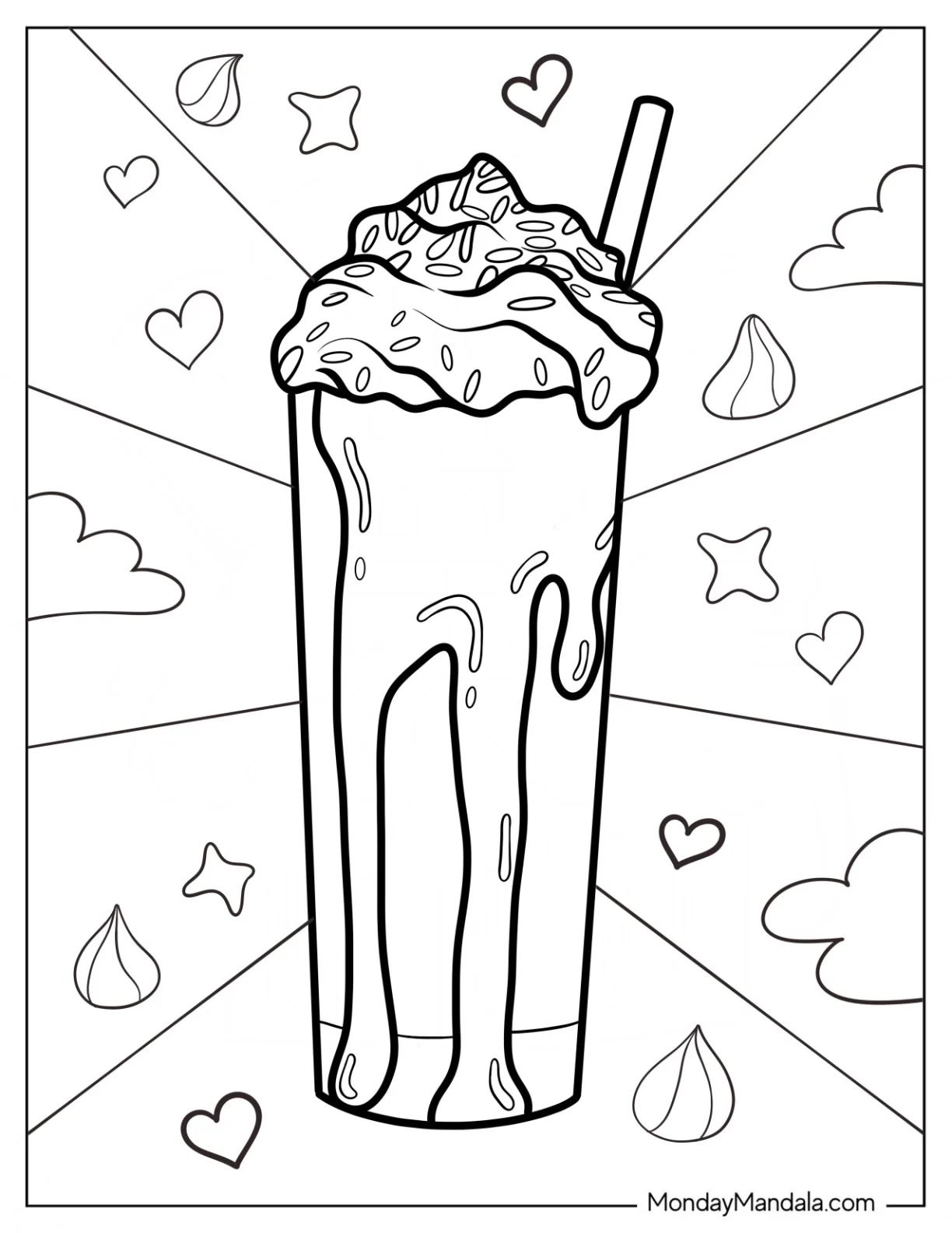Milkshake Coloring Page With Sprinkles coloring page — printable line art