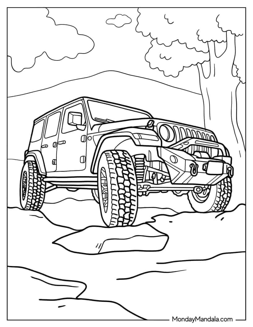 Detailed Coloring Sheet of Jeep Wrangler coloring page