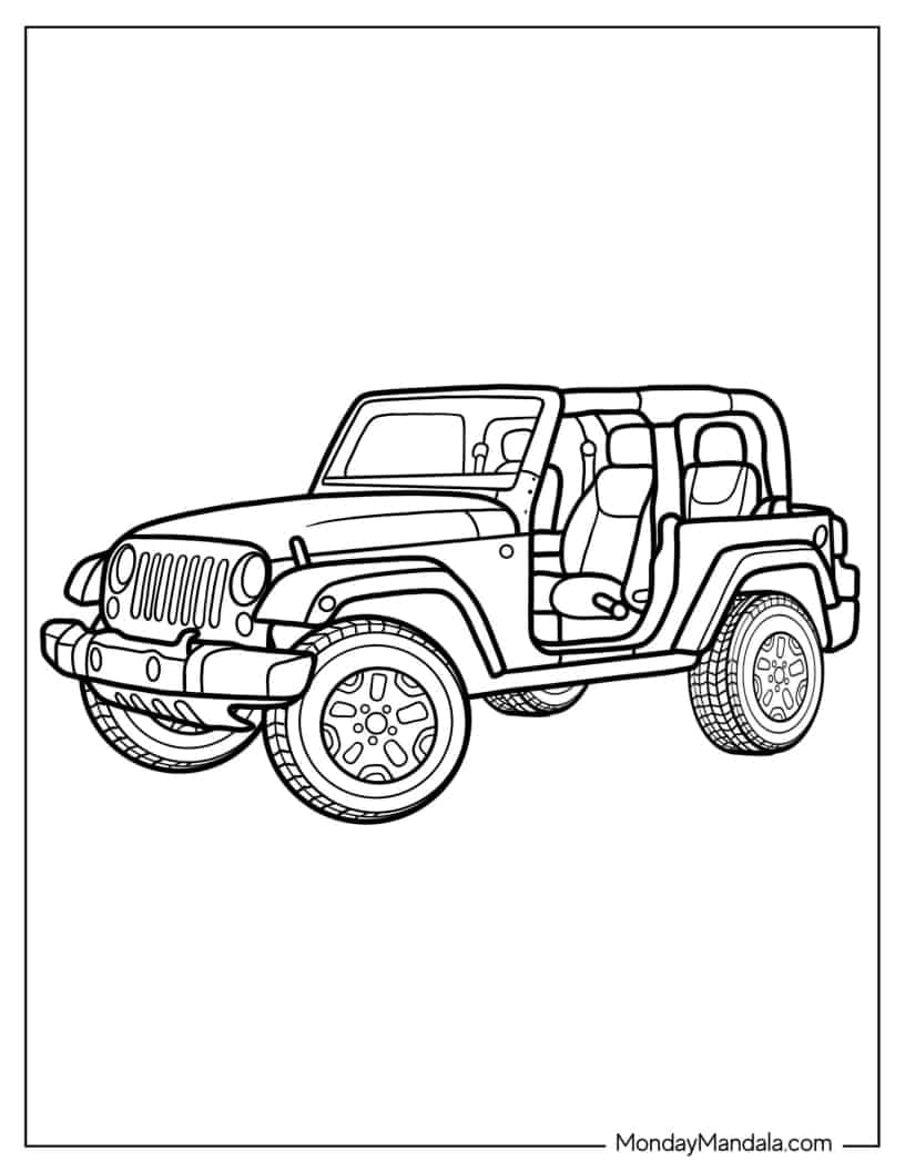 Easy Jeep Coloring Page for Young Kids coloring page