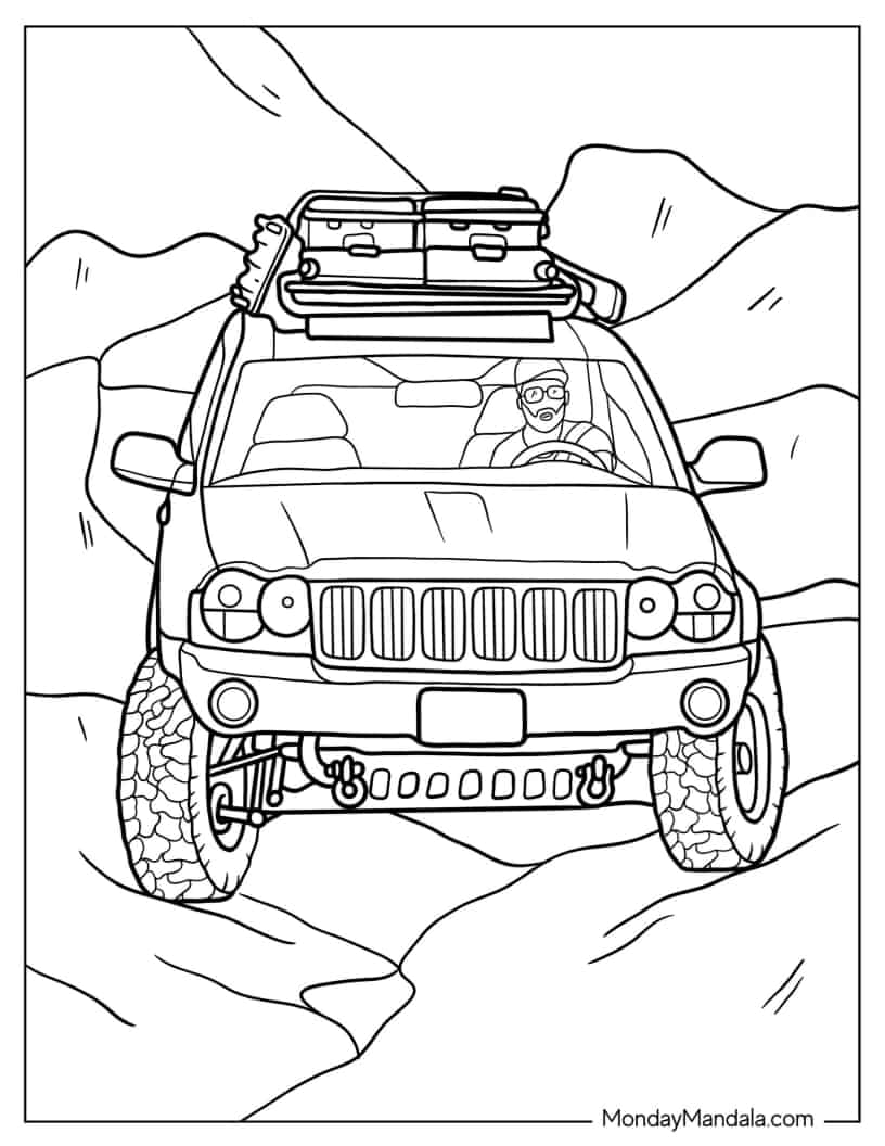 Jeep Grand Cherokee With Roof Rack coloring page