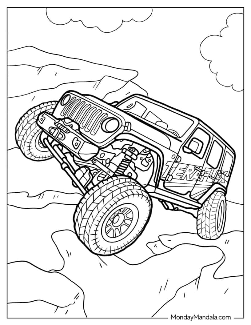 Teraflex Jeep On Rocky Road Coloring In coloring page