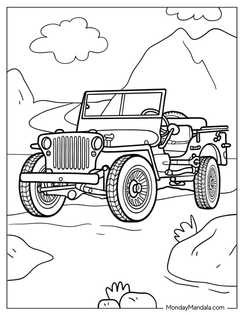 World War II Army Jeep coloring page
