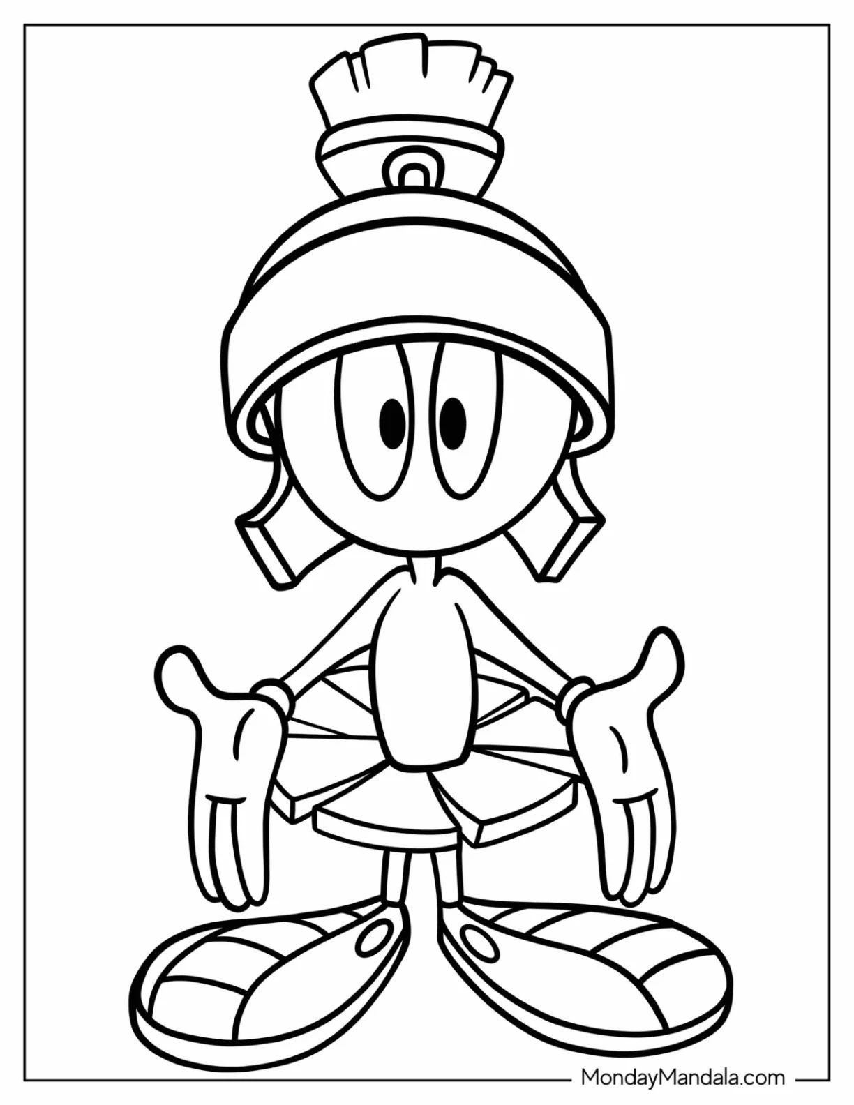 Cartoons Coloring Page Of Easy Marvin The Martian For Kids coloring page — printable line art