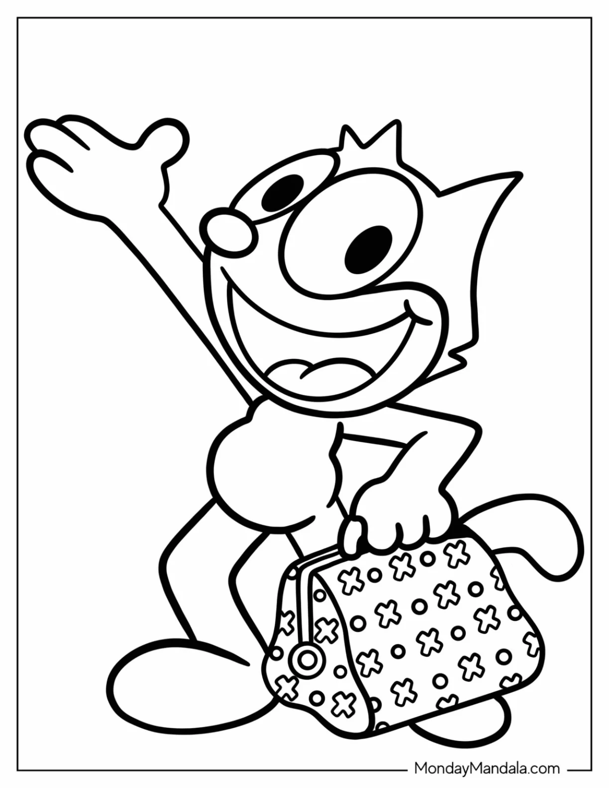 Cartoons Coloring Page Of Felix The Cat Carrying A Bag For Preschoolers coloring page