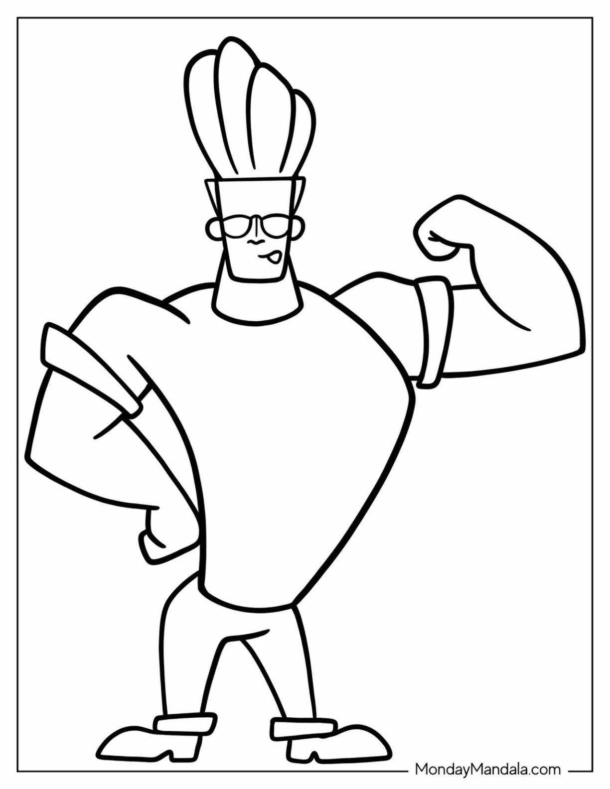 Easy Johnny Bravo Cartoons Coloring Page coloring page — printable line art