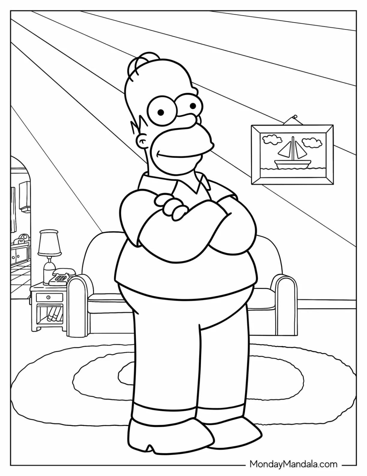 Homer Simpson Standing In Living Room Cartoons Coloring Page coloring page