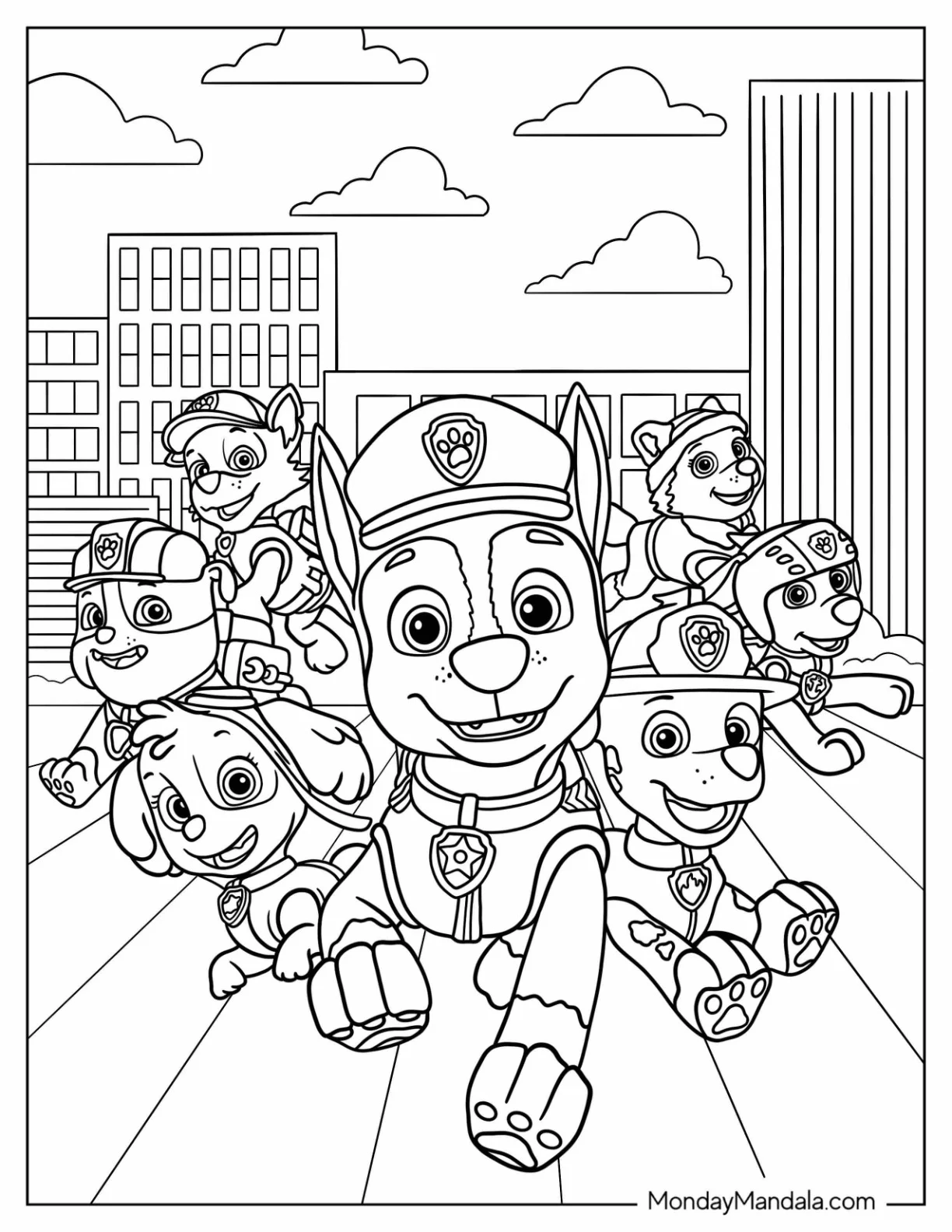 Paw Patrol Cartoons Coloring Page coloring page — printable line art