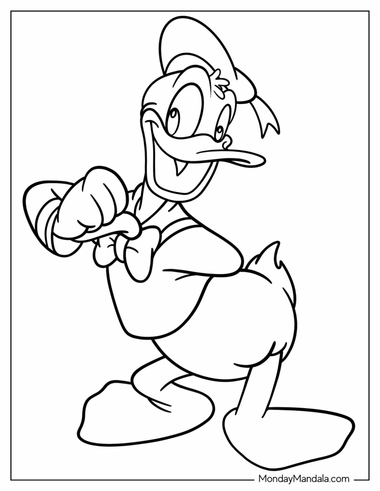 Smiling Donald Duck Cartoons Coloring Page coloring page